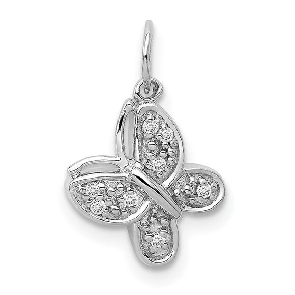 Kazi Luxury 14k White Gold Diamond Butterfly Charm